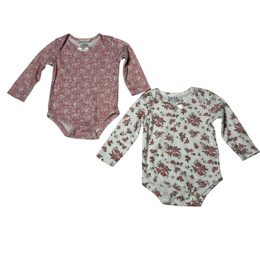 Nicole Miller New York Baby Girl 2 Pc Floral Long Sleeve Bodysuit 3/6M